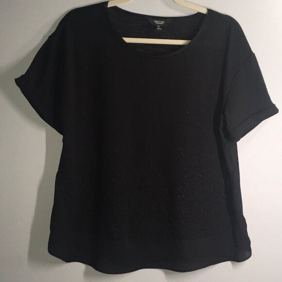 Elegant Simply Vera Verawang top women’s size pl petite Large black embellished - Picture 1 of 16